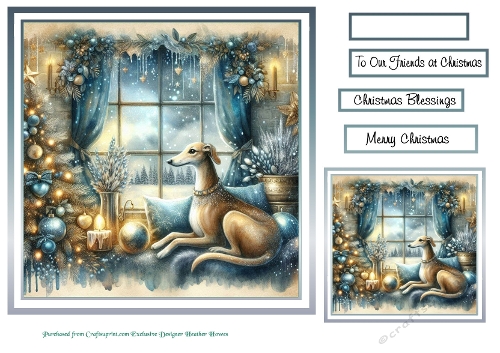 christmas dogs/animal windows 6 greyhounds 2
