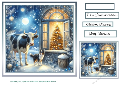 christmas dogs/animal windows 12 dairy cow  and collie (as requested)