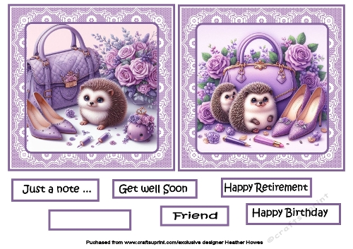 lilac handbags  handbag and roses toppers hedgehogs