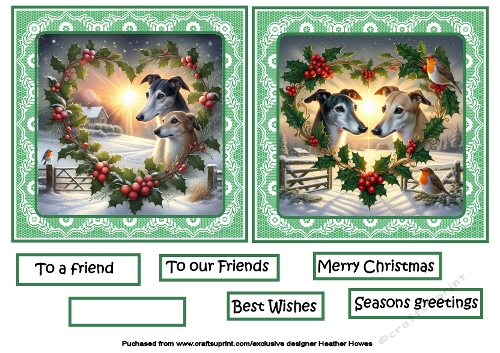 christmas heart animal toppers 1 greyhounds
