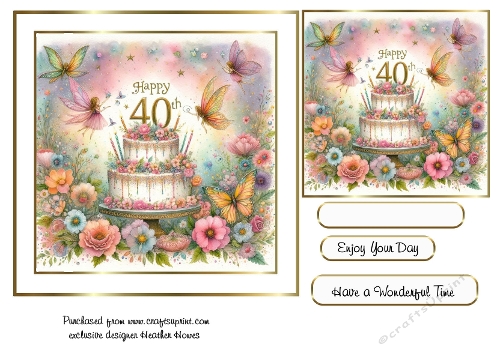 happy birthday whimsical 40th  cake 1