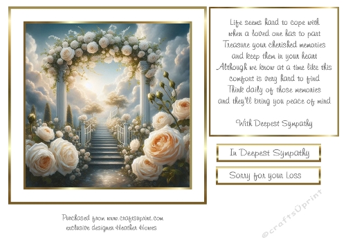 sympathy card and verse arbour to heaven