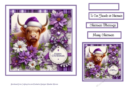 Highland coo purple christmas