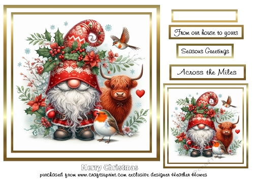 gnome car christmas with highland coo
