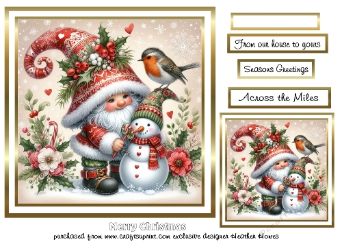 merry christmas gnome and snowman