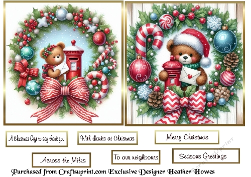 2 to a page teddy wreaths