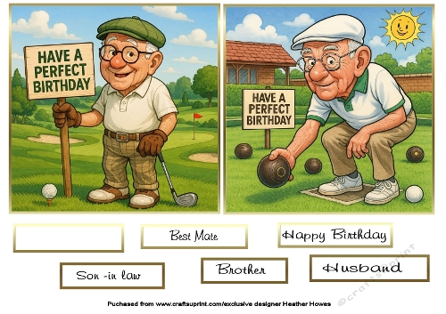 2 to a page men bowls and golf