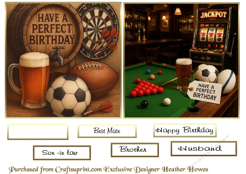 2 to a page men beerand darts etc