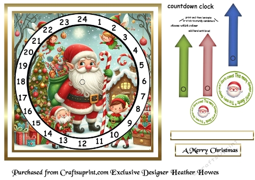 advent calendar card  3 santa