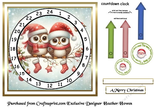 advent calendar card  6 owls