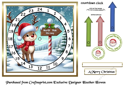 advent calendar card  7 reindeer