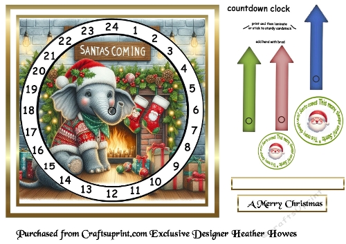 advent calendar card  13 elephant