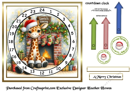 advent calendar card  14 giraffe