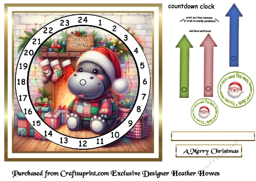 advent calendar card  15 hippo