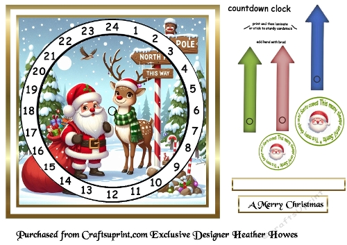advent calendar card  18 santa reindeer