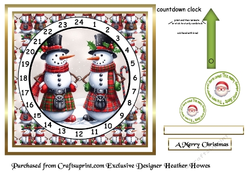 advent calendar card  19 scottish snowmen