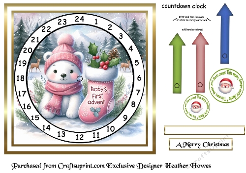 advent calendar clock  21 babys first advent girl
