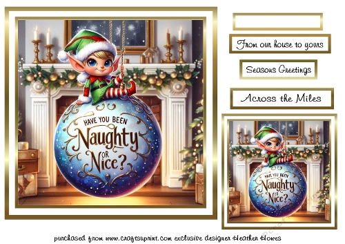 A taste of christmas Elf naughty or nice bauble 1