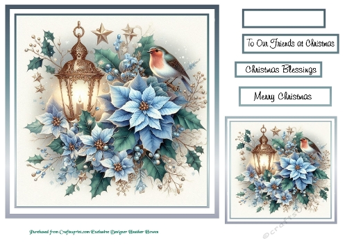  silver christmasrobin poinsettias
