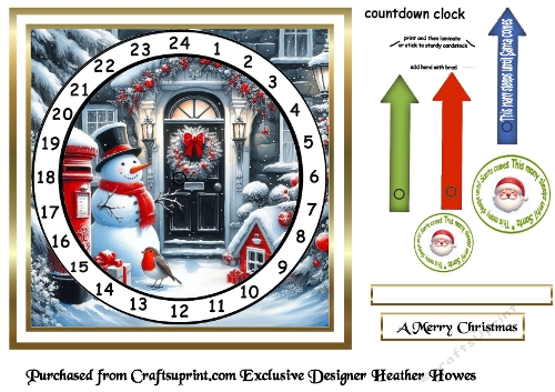 bw and red accents advent clock card 1