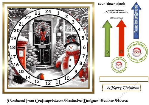 bw and red accents advent clock card 2