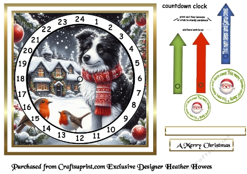 bw and red accents advent clock card 6