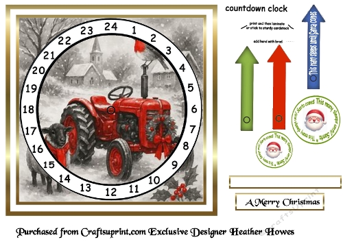 bw and red accents advent clock card 7