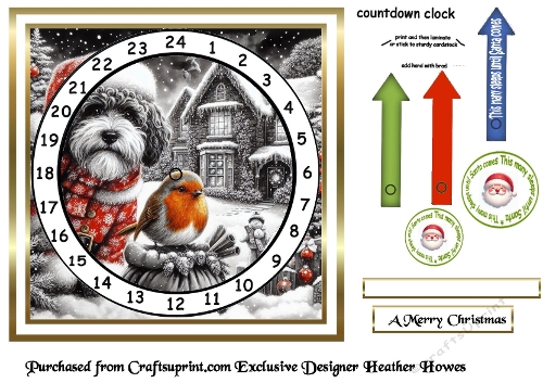 bw and red accents advent clock card 8