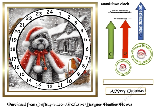 bw and red accents advent clock card 9