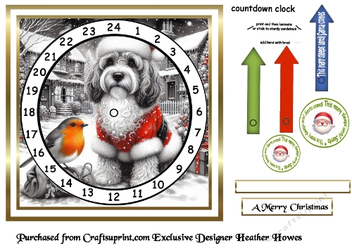 bw and red accents advent clock card 10