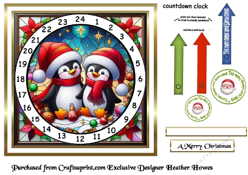 stained glass advent calendar cards penguins