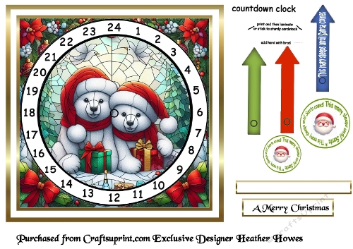stained glass advent calendar cards polar bears
