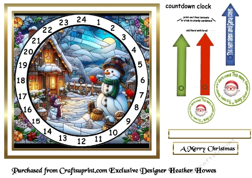 stained glass advent calendar cards snowman