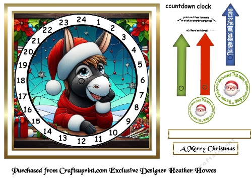 stained glass advent calendar cards donkey