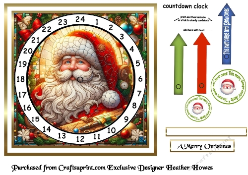 stained glass advent calendar cards santa2