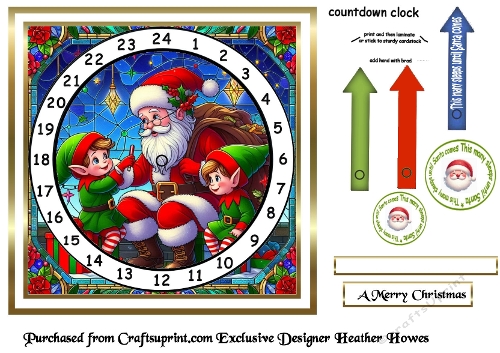 stained glass advent calendar cards santa3