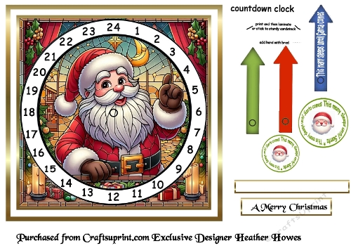 stained glass advent calendar cards santa 4