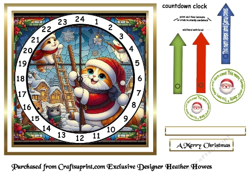 stained glass advent calendar cards cats