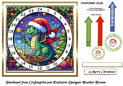 stained glass advent calendar cards dragon