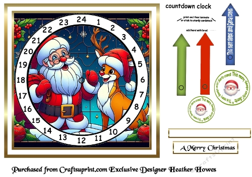 stained glass advent calendar cards rudolph