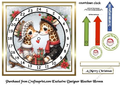 animal advent card 4 giraffes