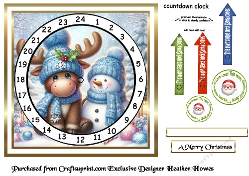 animal advent card 6 moose blue