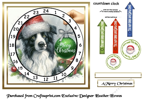 animal advent card 8 collie