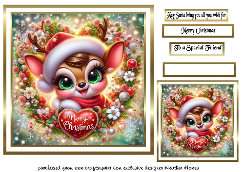 festive cards deer heart