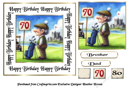 Male Birthday 9 golf scotland 70 80 or put your own number