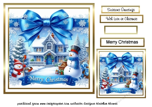 blue ribbon snowman