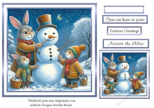 bunnies and snowman