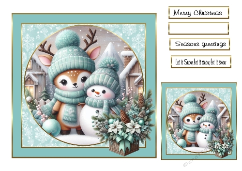 christmas characters 4 mint deer snowman