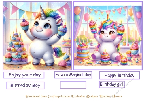 children unicorn birthday toppers