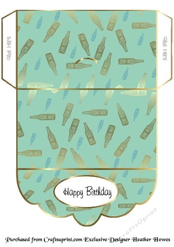 birthday money wallet gold green bottles